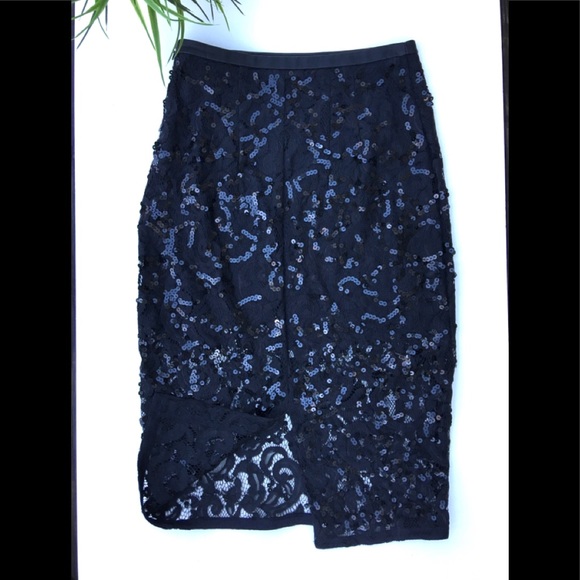 EXPRESS Black Midi Lace Sparkle Skirt - Picture 5 of 7